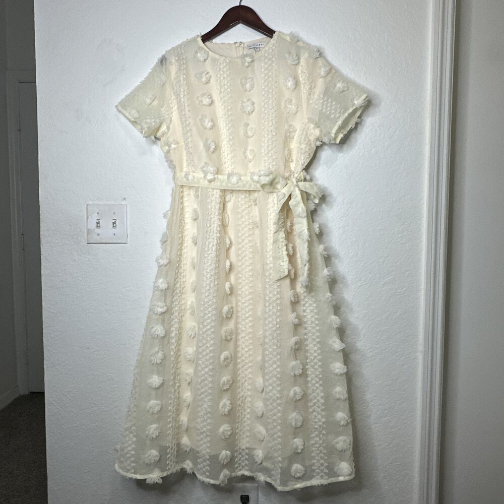 NWT Baltic Born Darbi Floral Dot Midi Dress Cream Large Bridal Shower Boho Cream